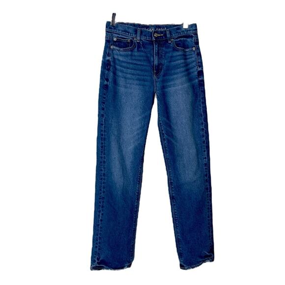 American Eagle Jeans Super High Rise Straight Medium Wash Women’s Size 4 Short - Picture 1 of 7